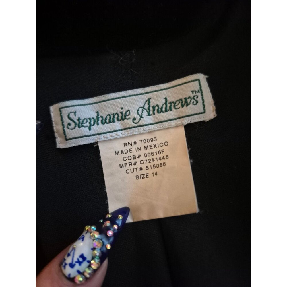 Stephanie Andrews Black Velvet Blazer Jacket Size 14 - Picture 2 of 5